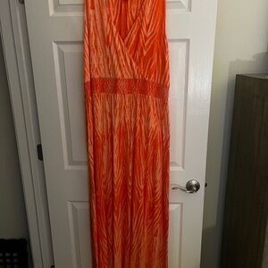 Lucky Brand boho Vibrant Orange Maxi Dress size 2X